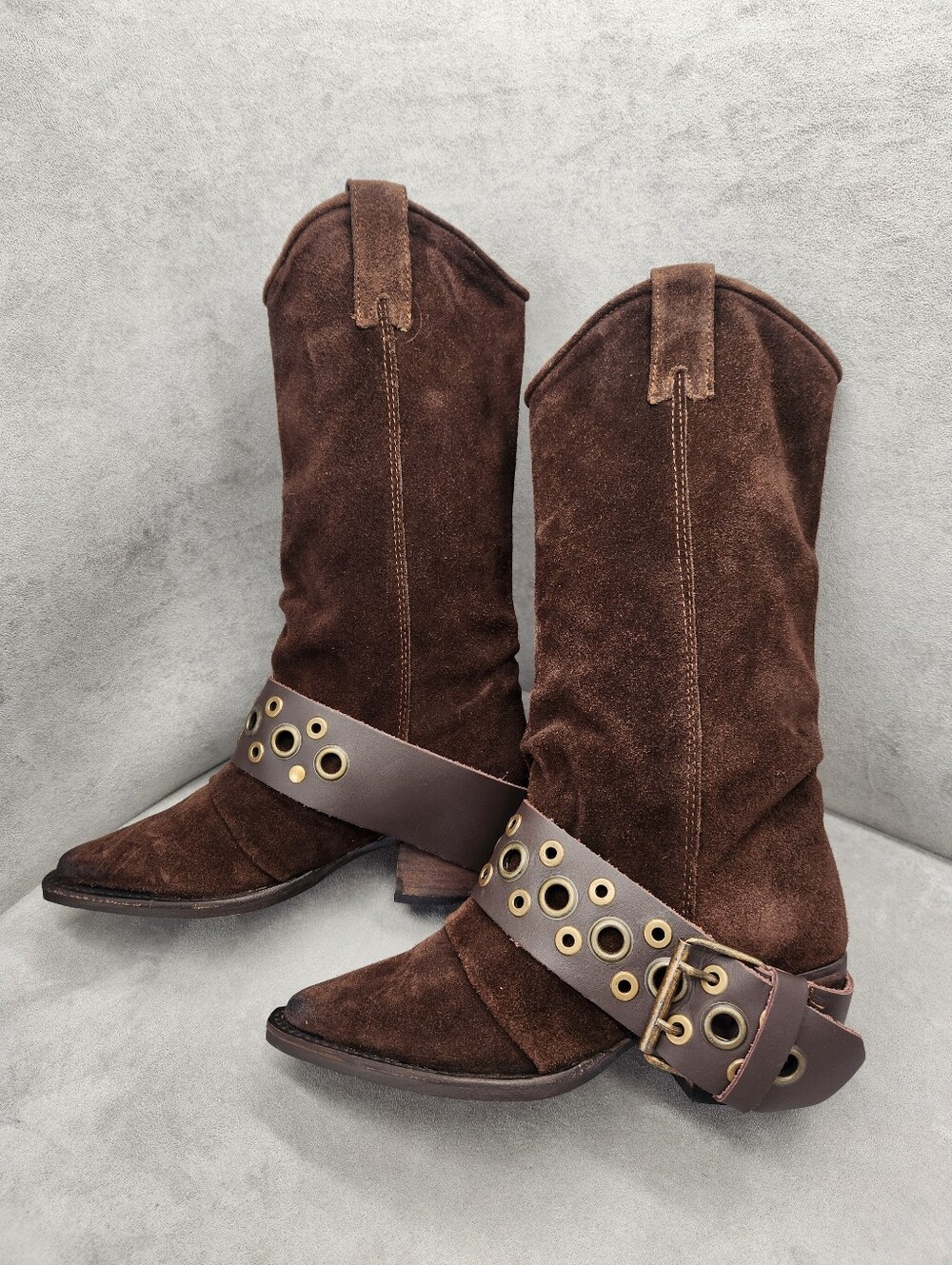 Steve Madden Western Boots 6.5 Chocolate Brown Suede Ashwood Cowgirl New $190